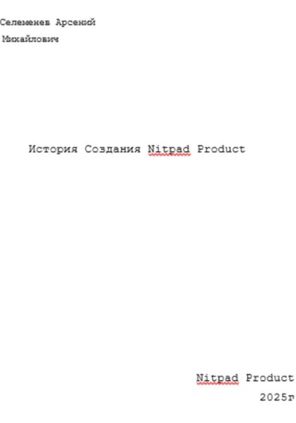 Обложка книги  «История Nitpad Product»
