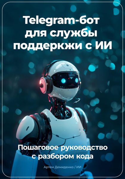 Обложка книги  «Telegram бот для службы поддеркжи с ИИ: Пошаговое руководство с разбором кода»