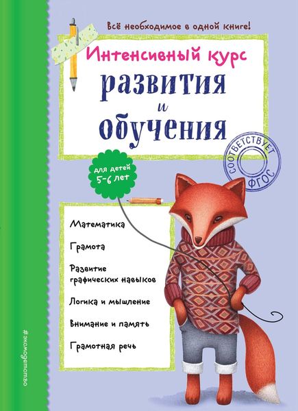 Обложка книги  «Интенсивный курс развития и обучения для детей 5-6 лет»