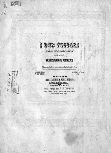 Обложка книги  «Ti due Foscari»