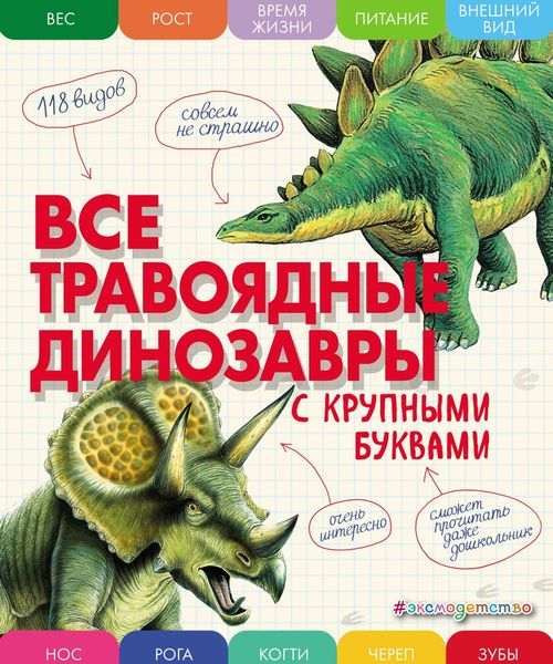 Обложка книги «Все травоядные динозавры с крупными буквами»