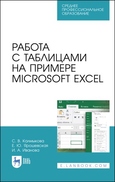 Обложка книги  «Работа с таблицами на примере Microsoft Excel»