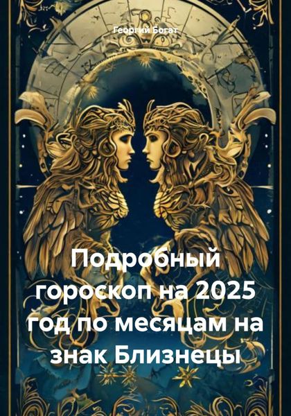 Обложка книги  «Подробный гороскоп на 2025 год по месяцам на знак Близнецы»
