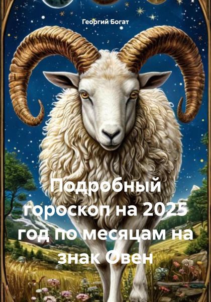 Обложка книги  «Подробный гороскоп на 2025 год по месяцам на знак Овен»