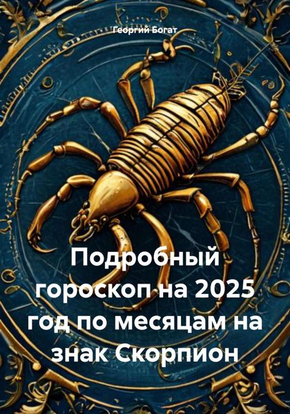 Обложка книги  «Подробный гороскоп на 2025 год по месяцам на знак Скорпион»