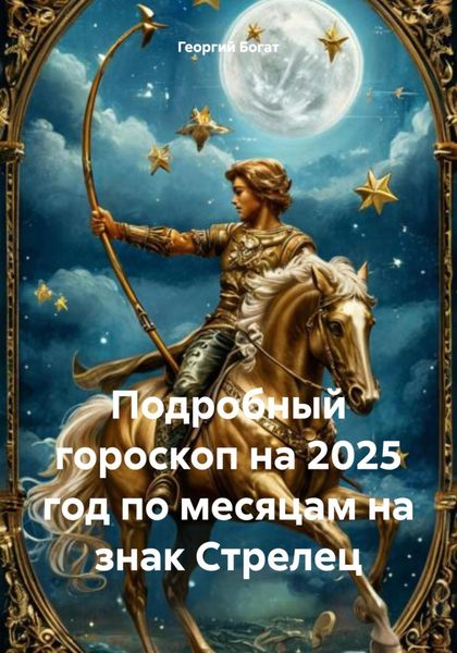 Обложка книги  «Подробный гороскоп на 2025 год по месяцам на знак Стрелец»