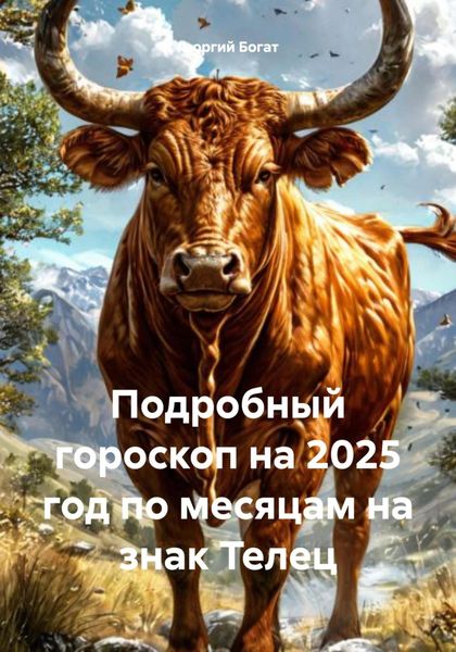 Обложка книги  «Подробный гороскоп на 2025 год по месяцам на знак Телец»