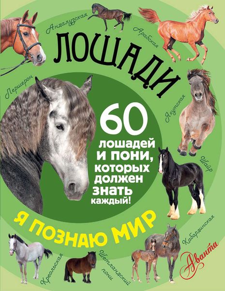 Обложка книги «Лошади. 60 лошадей и пони, которых должен знать каждый!»