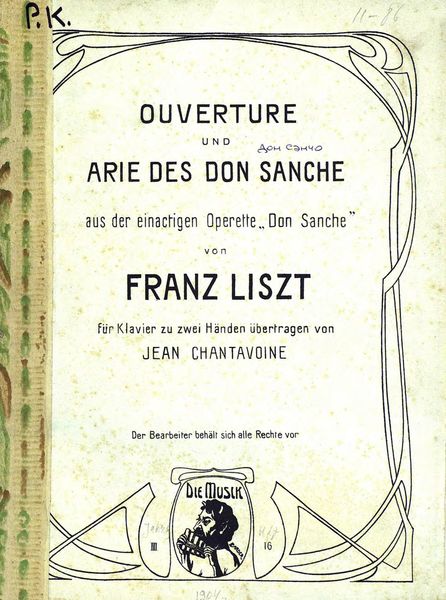 Обложка книги  «Ouverture und Arie des don Sanche aus der einactigen Operette "Don Sanche" von F. Liszt»