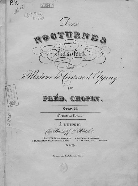 Обложка книги  «Deux nocturnes pour le pianoforte par Fred. Chopin»