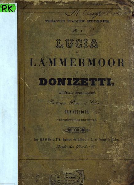 Обложка книги  «Lucia di Lammermoor de G. Donizetti»