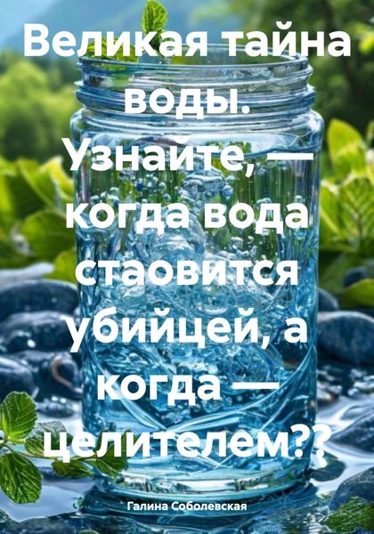 Обложка книги «Великая тайна воды. Узнайте, – когда вода стаовится убийцей, а когда – целителем??»