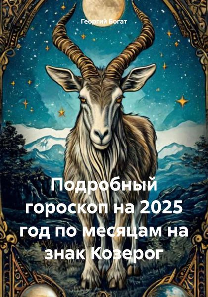 Обложка книги  «Подробный гороскоп на 2025 год по месяцам на знак Козерог»