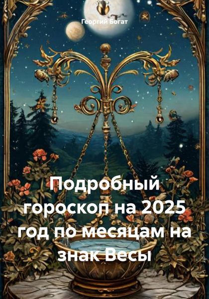 Обложка книги  «Подробный гороскоп на 2025 год по месяцам на знак Весы»