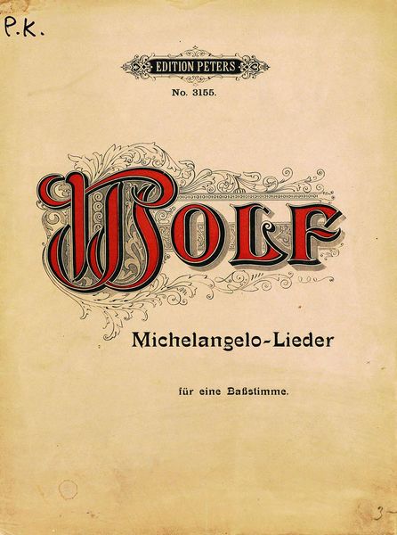 Обложка книги  «3 Gedichte von Michelangelo fur eine Ba?stimme und Klavier von Hugo Wolf»