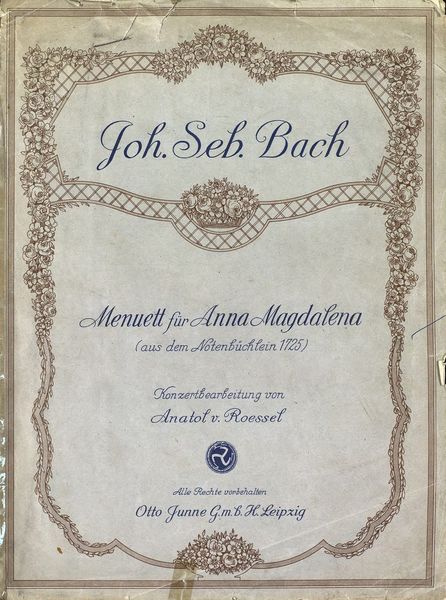 Обложка книги  «Menuett fur "Anna Magdalena" (aus dem Notenbuchlein 1725)»