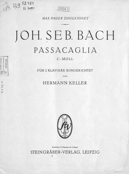 Обложка книги  «Passacaglia c-moll»