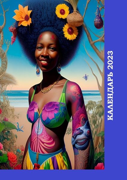 Обложка книги  «Календарь-2023. Женщины Африки, цветочный художественный стиль»