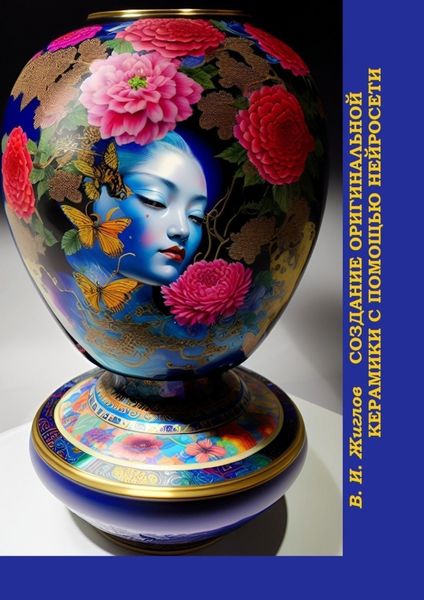 Обложка книги  «Создание оригинальной керамики с помощью нейросети. Китайские фарфоровые вазы»