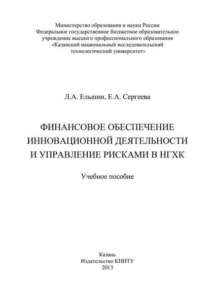 Обложка книги  «Финансовое обеспечение инновационной деятельности и управление рисками в НГХК»