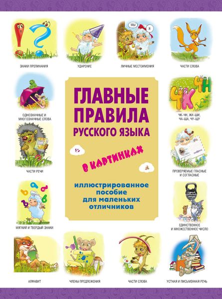 Обложка книги «Главные правила русского языка в картинках. Иллюстрированное пособие для маленьких отличников»