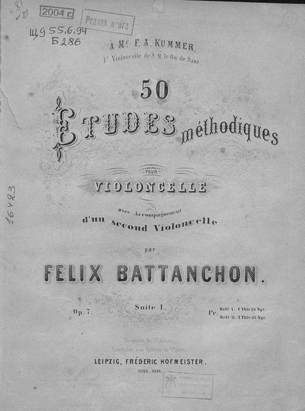 Обложка книги  «Etudes methodiques pour Violoncelle avec»