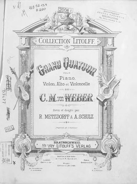 Обложка книги  «Grand Quatuor pour piano, violon, alto et violoncelle»