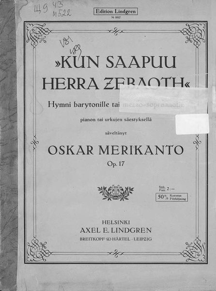 Обложка книги  «Kun saapuu Herra Zebaoth»