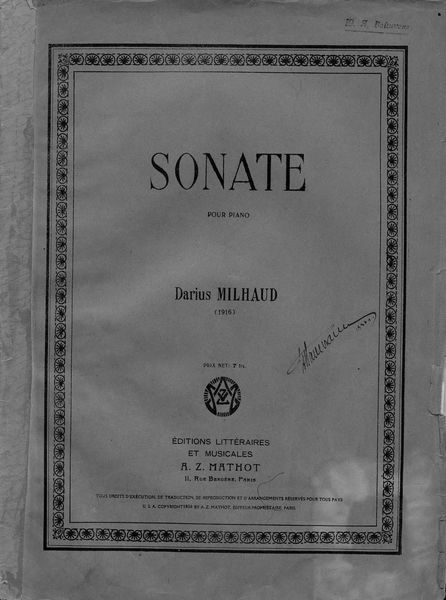 Обложка книги  «Sonate pour Piano»