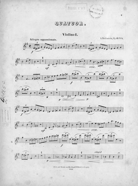 Обложка книги  «Trois quatuors pour 2 Violons, Alto et Violoncelle comp. par Ant. Rubinstein»