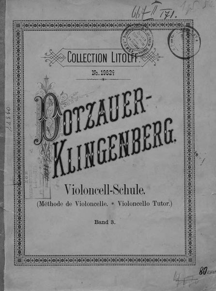 Обложка книги  «Violoncell-Schule nach J. J. F. Dotzauer fur den heutigen Studien-Gebrauch neu bearb. und erganzt v. J. Klingenberg»