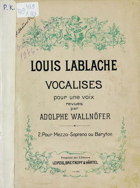 Обложка книги  «Vocalises pour une voix rev par Ad. Wallnoffer»