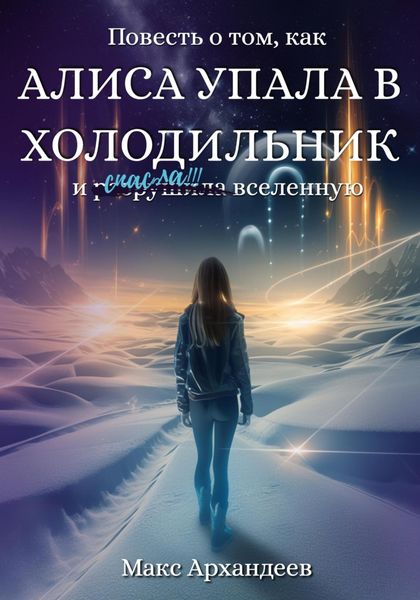 Обложка книги  «Повесть о том, как Алиса упала в холодильник и р̶а̶з̶р̶у̶ш̶и̶л̶а спасла вселенную»