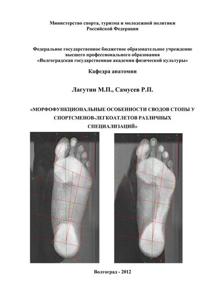 Обложка книги  «Морфофункциональные особенности сводов стопы у спортсменов-легкоатлетов различных специализаций»
