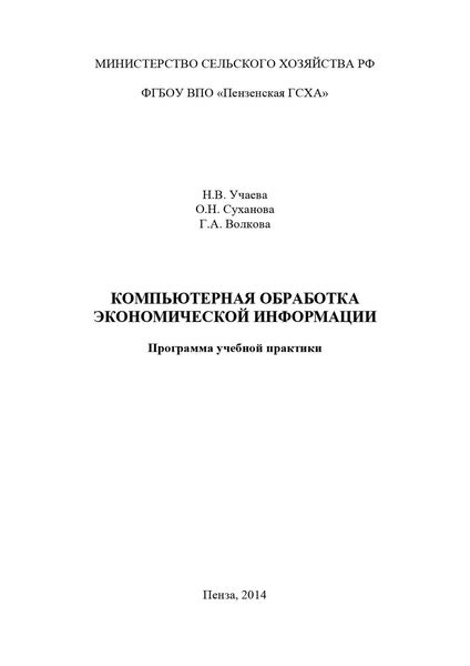 Обложка книги  «Компьютерная обработка экономической информации»