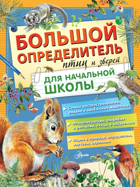Обложка книги  «Большой определитель птиц и зверей для начальной школы»