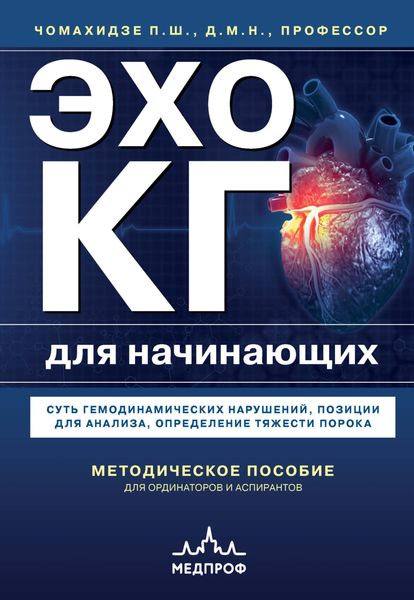 Обложка книги  «Эхокардиография для начинающих. Суть гемодинамических нарушений, позиции для анализа, определение тяжести порока»