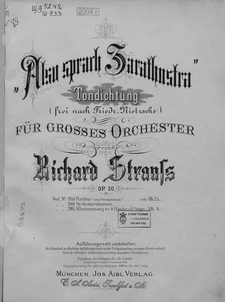 Обложка книги «Also sprach Zarathustra»