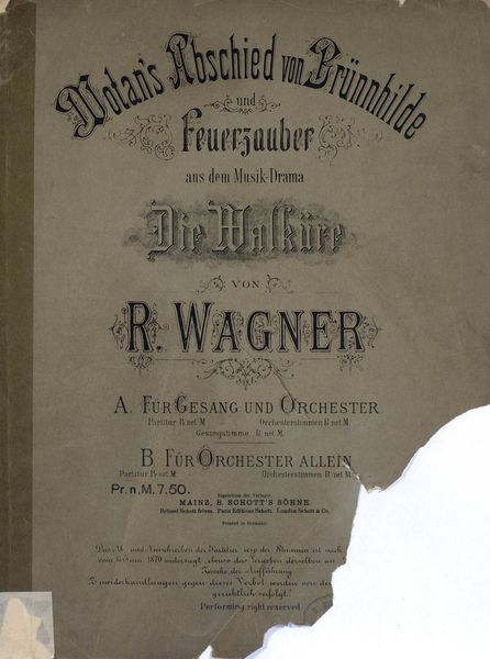 Обложка книги «Wotan's Abschied von Brunnhilde u. Feuerzauber aus dem Musik-Drama "Die Walkure" v. R. Wagner»