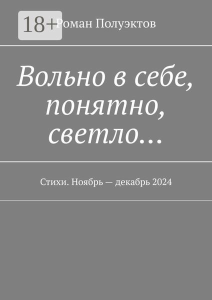 Обложка книги  «Вольно в себе, понятно, светло… Стихи. Ноябрь – декабрь 2024»