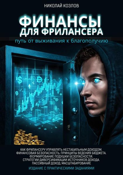 Обложка книги  «Финансы для фрилансера. Путь от выживания к благополучию. Как фрилансеру управлять нестабильным доходом. Финансовая безопасность. Принципы ведения бюджета. Формирование подушки безопасности.»