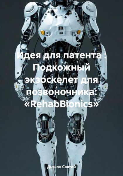 Обложка книги  «Идея для патента : Подкожный экзоскелет для позвоночника: «RehabBionics»»