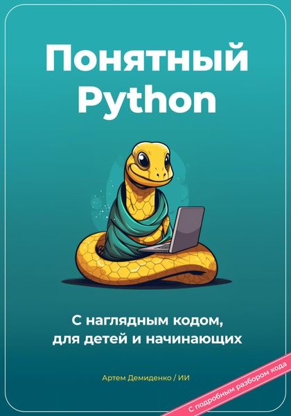 Обложка книги  «Понятный Python. С наглядным кодом, для детей и начинающих»