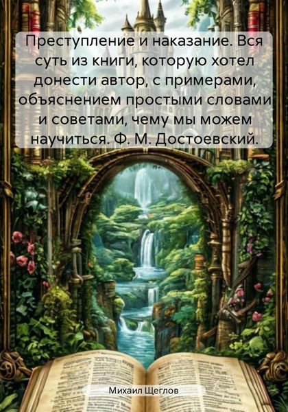 Обложка книги  «Преступление и наказание. Вся суть из книги, которую хотел донести автор, с примерами, объяснением простыми словами и советами, чему мы можем научиться. Ф. М. Достоевский.»