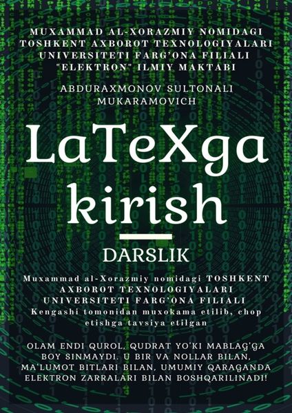 Обложка книги  «LaTeX ga kirish. Darslik»