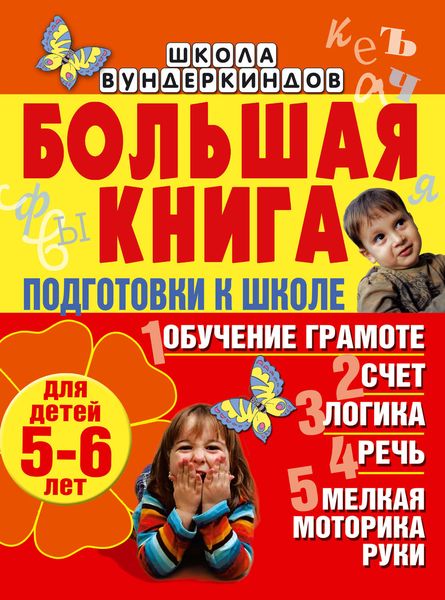 Обложка книги  «Большая книга подготовки к школе для детей 5-6 лет. Обучение грамоте, счет, логика, речь, мелкая моторика руки»