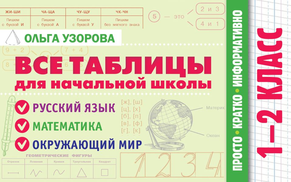 Обложка книги  «Все таблицы для начальной школы. 1–2 класс. Русский язык, математика, окружающий мир»