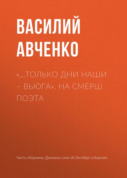 Обложка книги ««…Только дни наши – вьюга». На СМЕРШ поэта»