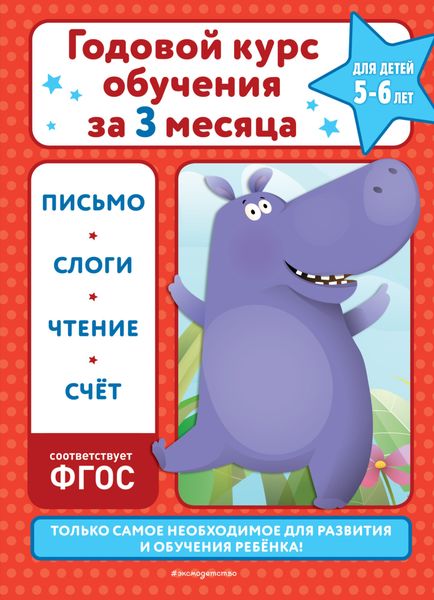 Обложка книги «Годовой курс обучения за три месяца. Для детей 5-6 лет»