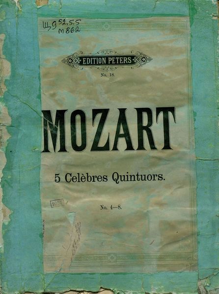 Обложка книги  «Collection de Quintuors pour 2 Violons, 2 Violas et Violoncelle par W. A. Mozart»